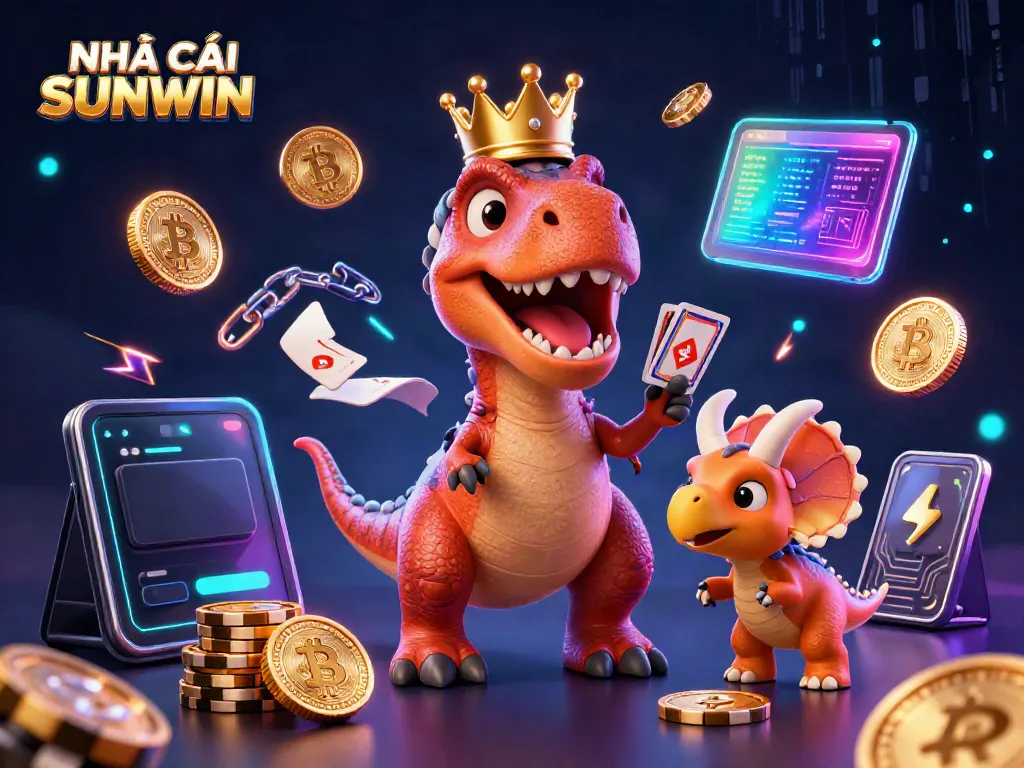 Players enjoying fun at NHÀ CÁI SUNWIN while playing casino games and stacking chips in 3D.
