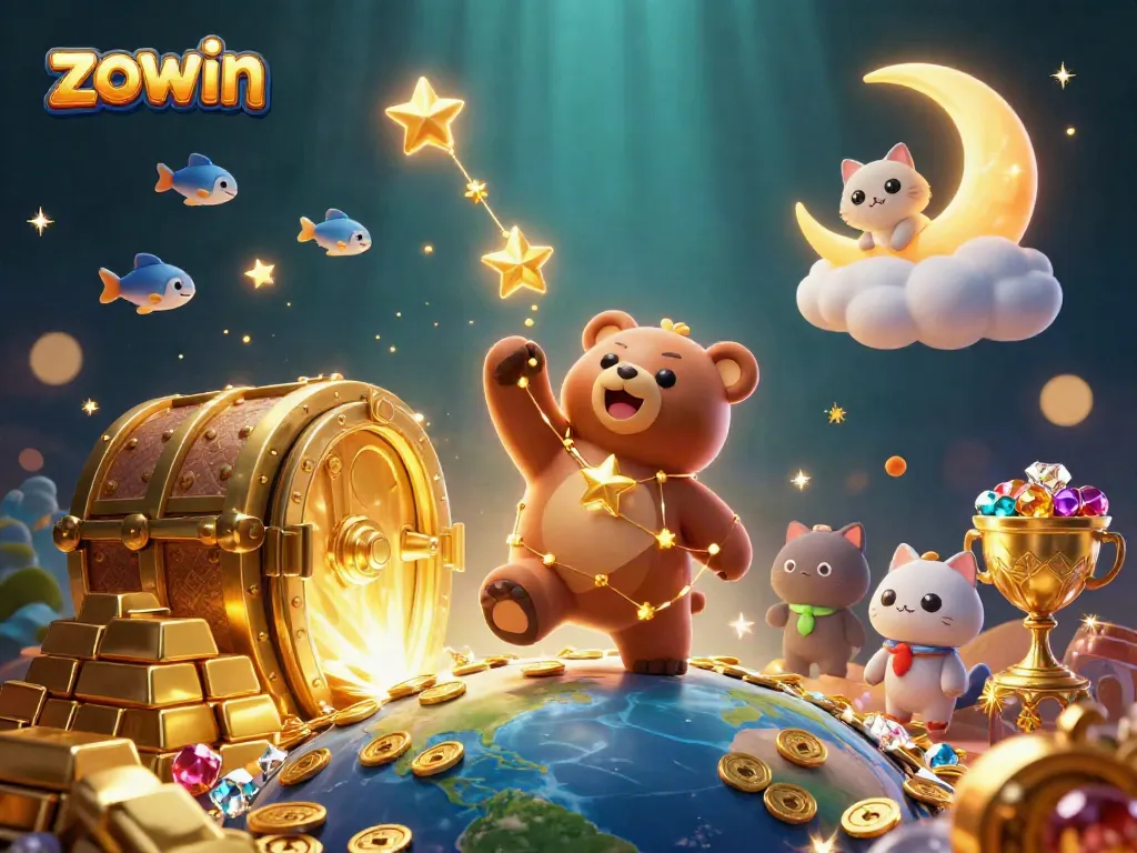 Engage with Zowin's dynamic casino experience filled with treasures and vibrant characters